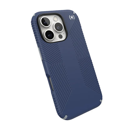 Speck Presidio2 Grip – „iPhone 16 Pro“ dėklas (Coastal Blue / Dust Gray / White)