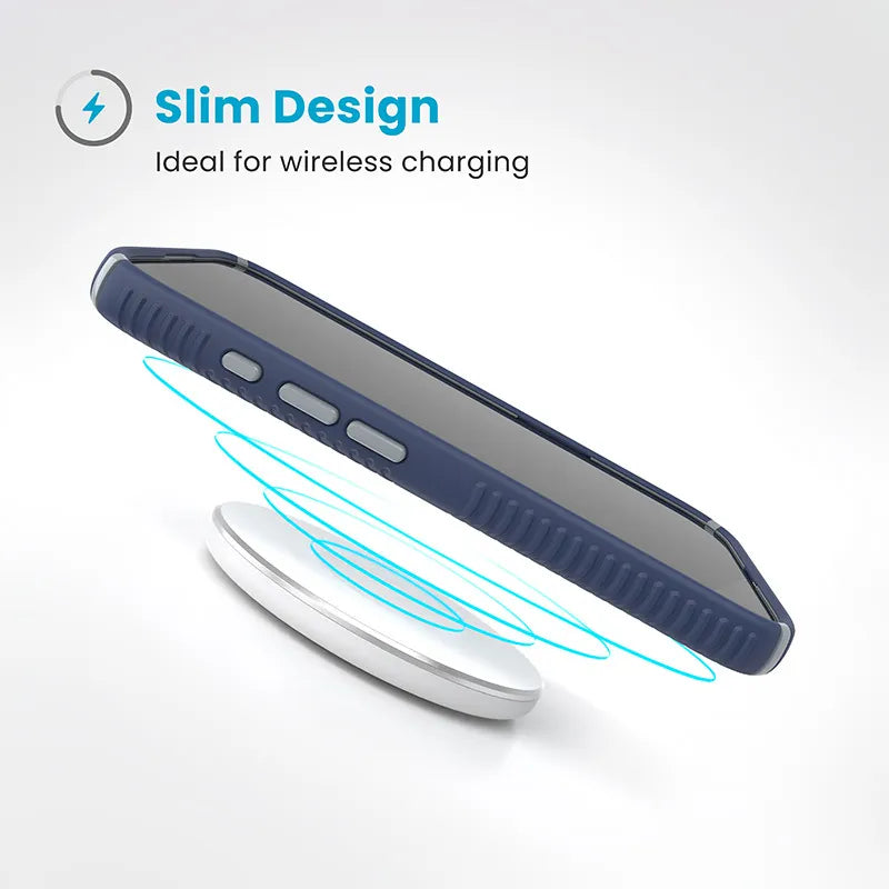 Speck Presidio2 Grip – „iPhone 16 Pro“ dėklas (Coastal Blue / Dust Gray / White)