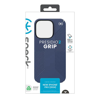 Speck Presidio2 Grip – „iPhone 16 Pro“ dėklas (Coastal Blue / Dust Gray / White)