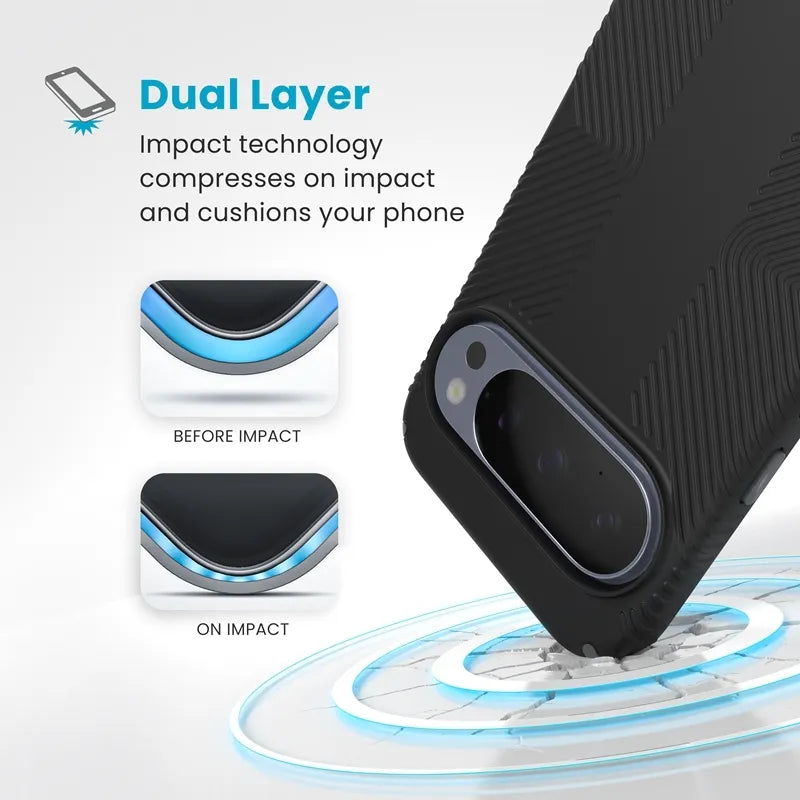 Speck Presidio2 Grip Magnet dėklas Google Pixel 10 Pro XL (Juoda/Skalūno Pilka)