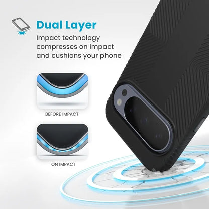 Speck Presidio2 Grip Magnet dėklas Google Pixel 10 Pro XL (Juoda/Skalūno Pilka)