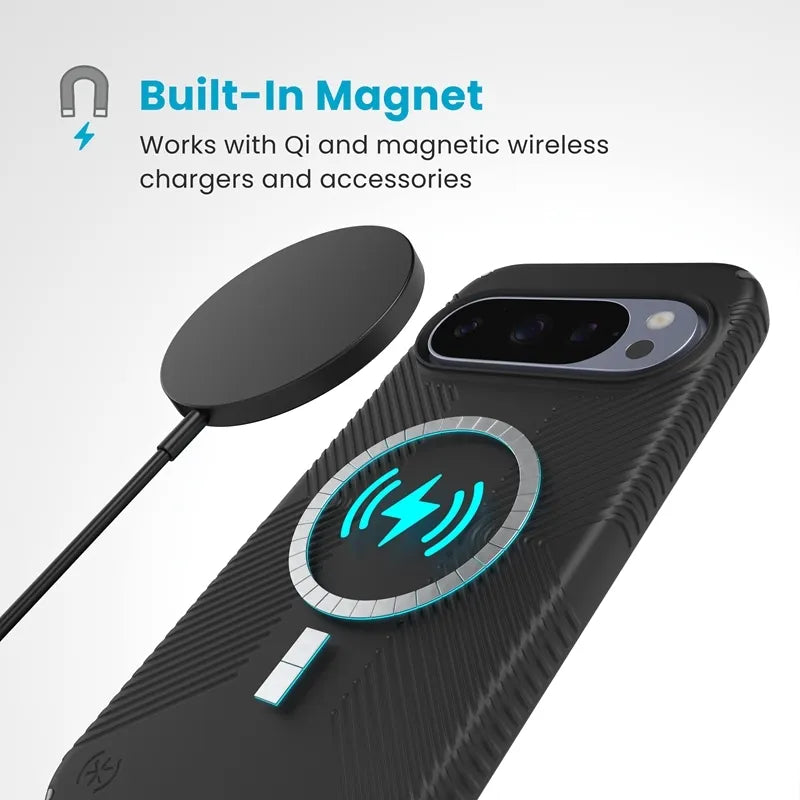 Speck Presidio2 Grip Magnet dėklas Google Pixel 10 Pro XL (Juoda/Skalūno Pilka)