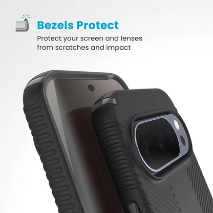 Speck Presidio2 Grip Magnet – Google Pixel 10 / Google Pixel 10 Pro dėklas (juodas/skalūno pilkas)
