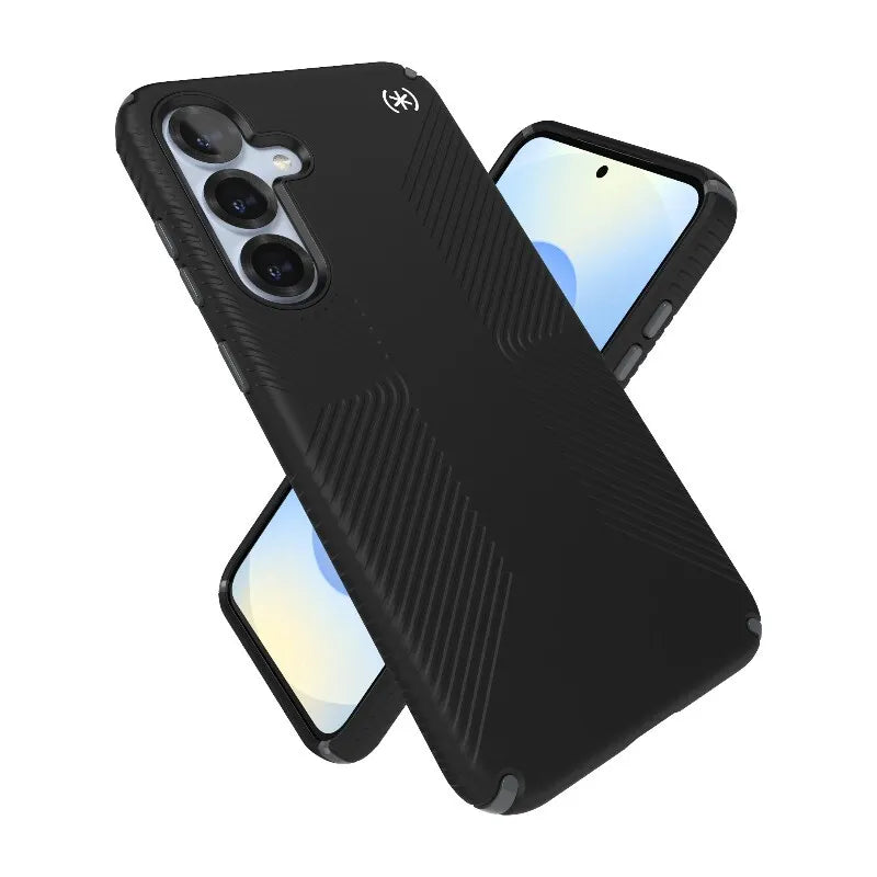 Speck Presidio2 Grip Magnet - Samsung Galaxy S25+ / 24+ MagSafe dėklas (Juoda/Skalbinių Pilka/Balta)
