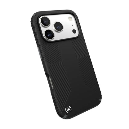 Speck Presidio2 Grip MagSafe – dėklas iPhone 17 Pro (juodos / skalūno pilkos / baltos spalvos)