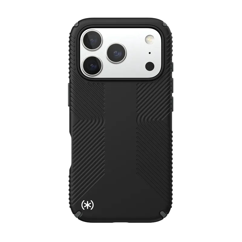 Speck Presidio2 Grip MagSafe – dėklas iPhone 17 Pro (juodos / skalūno pilkos / baltos spalvos)