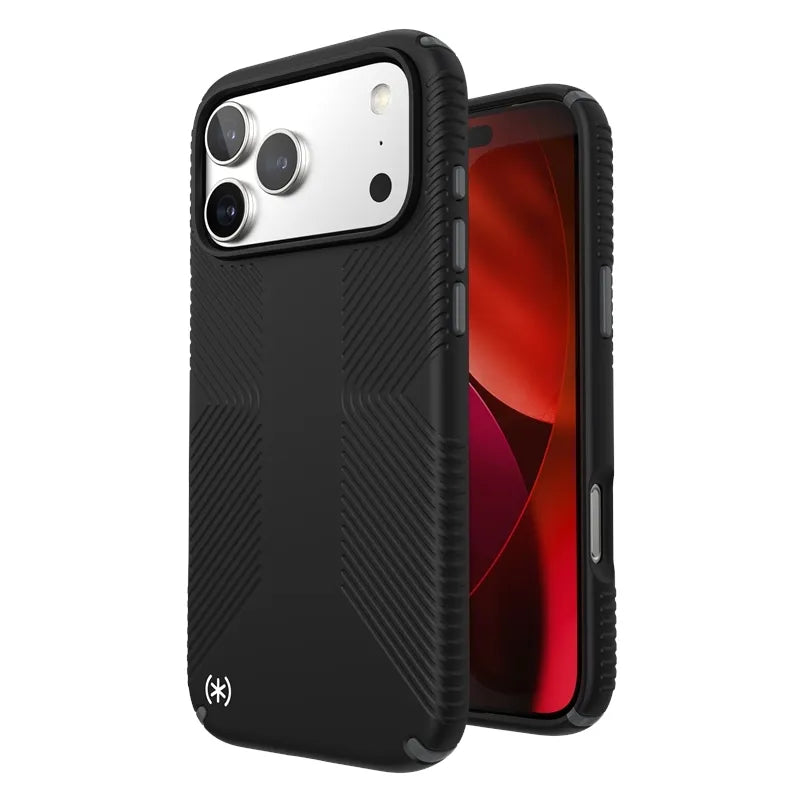 Speck Presidio2 Grip MagSafe - dėklas iPhone 17 Pro Max (juoda / pilka / balta)