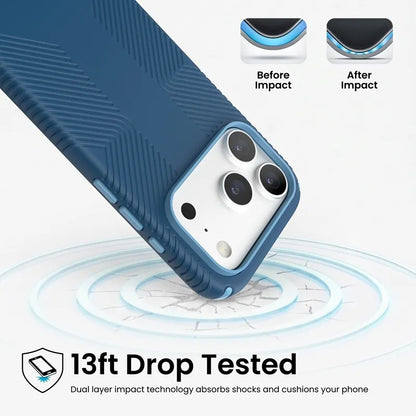 Speck Presidio2 Grip MagSafe dėklas, skirtas iPhone 18 Pro / 17 Pro (Deep Sea)
