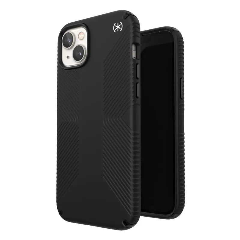 Speck Presidio2 Grip MagSafe – neslidus iPhone 14 Plus dėklas (juodas / juodas / baltas)