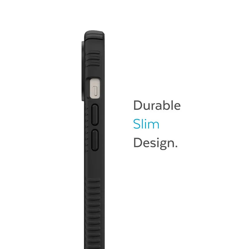 Speck Presidio2 Grip MagSafe – neslidus iPhone 14 Plus dėklas (juodas / juodas / baltas)
