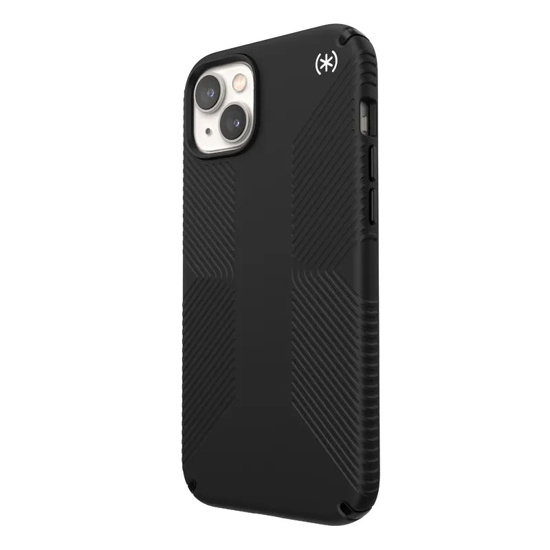 Speck Presidio2 Grip MagSafe – neslidus iPhone 14 Plus dėklas (juodas / juodas / baltas)