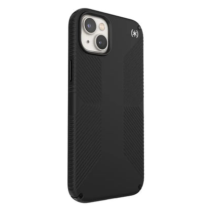 Speck Presidio2 Grip MagSafe – neslidus iPhone 14 Plus dėklas (juodas / juodas / baltas)