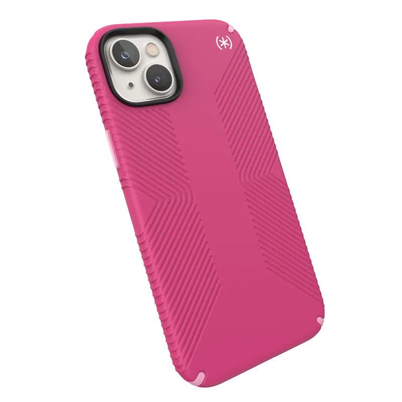 Speck Presidio2 Grip MagSafe – neslystantis „iPhone 14 Plus“ dėklas (Digitalpink / Blossompink / White)