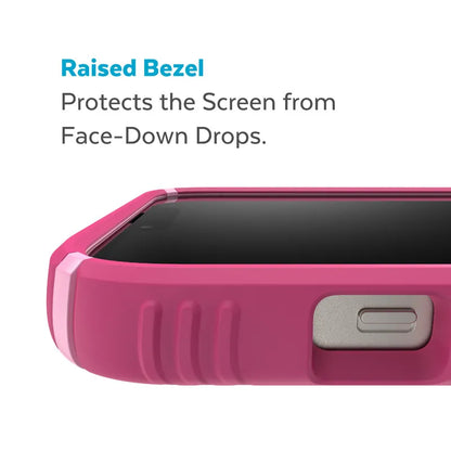 Speck Presidio2 Grip MagSafe – neslystantis „iPhone 14 Plus“ dėklas (Digitalpink / Blossompink / White)