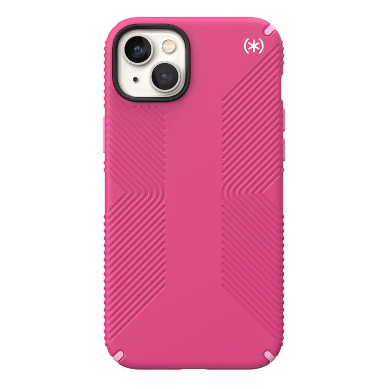 Speck Presidio2 Grip MagSafe – neslystantis „iPhone 14 Plus“ dėklas (Digitalpink / Blossompink / White)