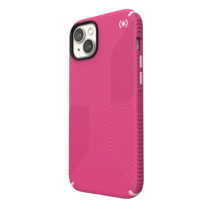 Speck Presidio2 Grip MagSafe – neslystantis „iPhone 14 Plus“ dėklas (Digitalpink / Blossompink / White)