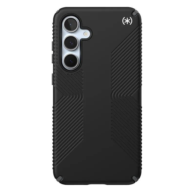 Speck Presidio2 Grip – Samsung Galaxy S24 FE dėklas (juoda/plieninė pilka/balta)