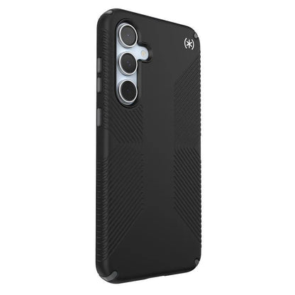 Speck Presidio2 Grip – Samsung Galaxy S24 FE dėklas (juoda/plieninė pilka/balta)
