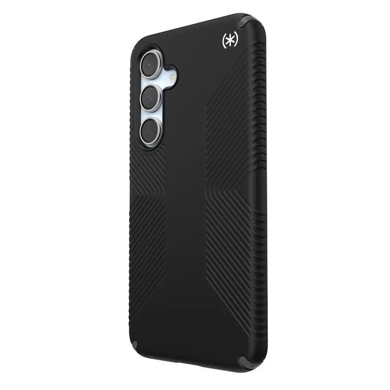 Speck Presidio2 Grip – Samsung Galaxy S24 FE dėklas (juoda/plieninė pilka/balta)