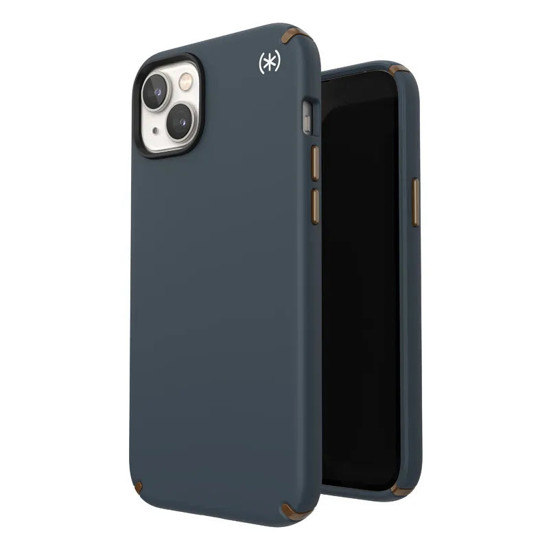 Speck Presidio2 Pro – Antibakterinis dėklas telefonui iPhone 15 Plus / 14 Plus (anglies / vėsios bronzos / skalūno spalvos)