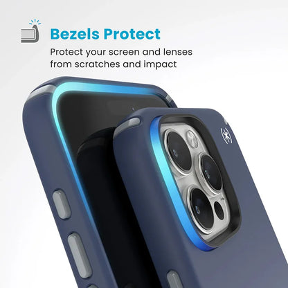 Speck Presidio2 Pro ClickLock ir MagSafe dėklas „iPhone 16 Pro Max“ (Coastal Blue / Dust Gray / White)