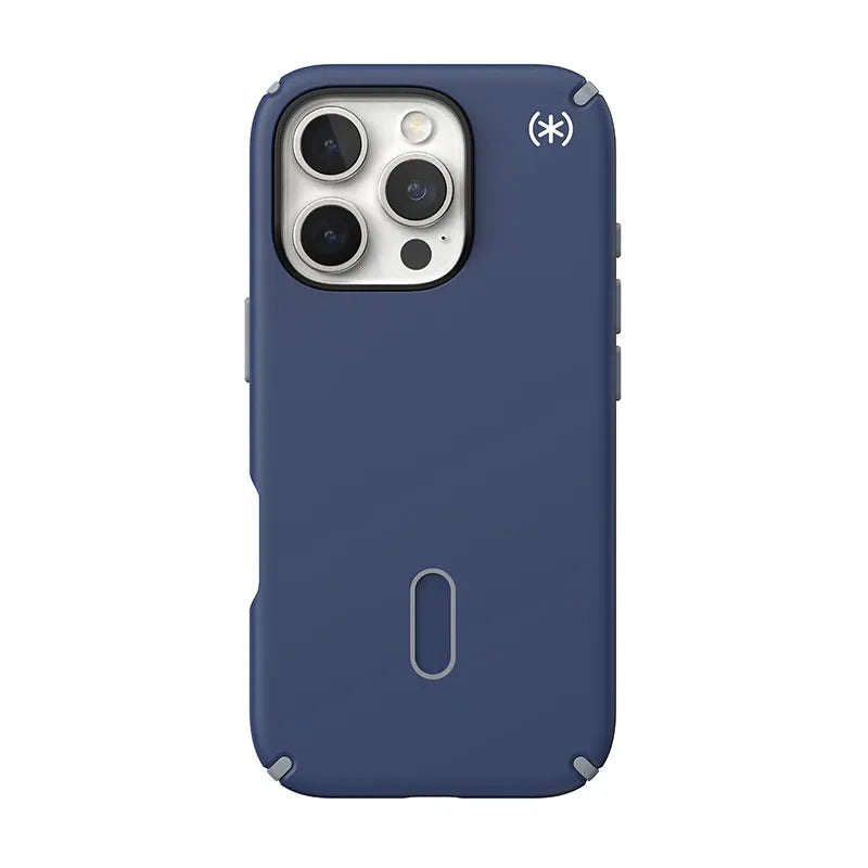 Speck Presidio2 Pro ClickLock ir MagSafe – iPhone 16 Pro dėklas (Coastal Blue / Dust Gray / White)