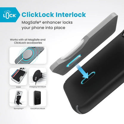 Speck Presidio2 Pro ClickLock & MagSafe - Dėklas iPhone 16 (Juodos / Šalavijų pilkos / Baltos spalvos)