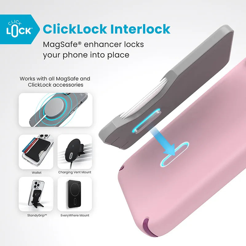 Speck Presidio2 Pro ClickLock & MagSafe – Dėklas „iPhone 16 Plus“ (Wednesday Pink / Boysenberry Purple / White)