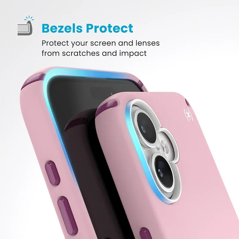 Speck Presidio2 Pro ClickLock & MagSafe – Dėklas „iPhone 16 Plus“ (Wednesday Pink / Boysenberry Purple / White)