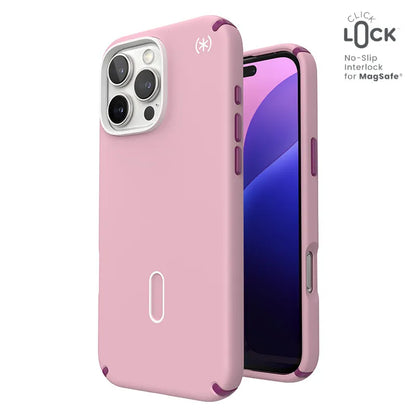 Speck Presidio2 Pro ClickLock & MagSafe – dėklas iPhone 16 Pro Max (Wednesday Pink / Boysenberry Purple / White)