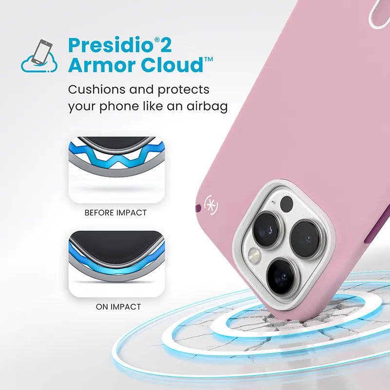 Speck Presidio2 Pro ClickLock & MagSafe – dėklas iPhone 16 Pro Max (Wednesday Pink / Boysenberry Purple / White)