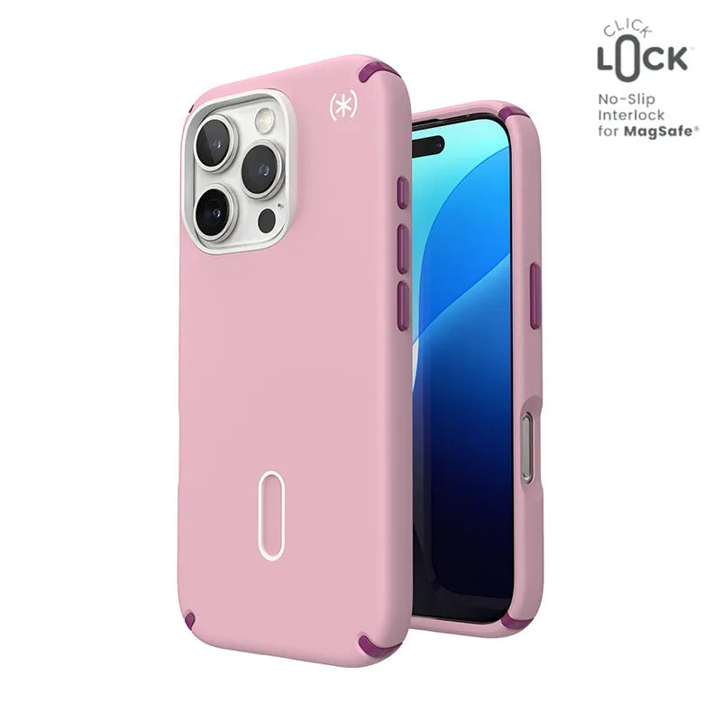 Speck Presidio2 Pro ClickLock & MagSafe – dėklas iPhone 16 Pro (Wednesday Pink / Boysenberry Purple / White)