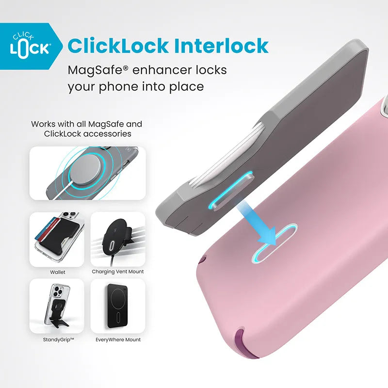 Speck Presidio2 Pro ClickLock & MagSafe – dėklas iPhone 16 Pro (Wednesday Pink / Boysenberry Purple / White)