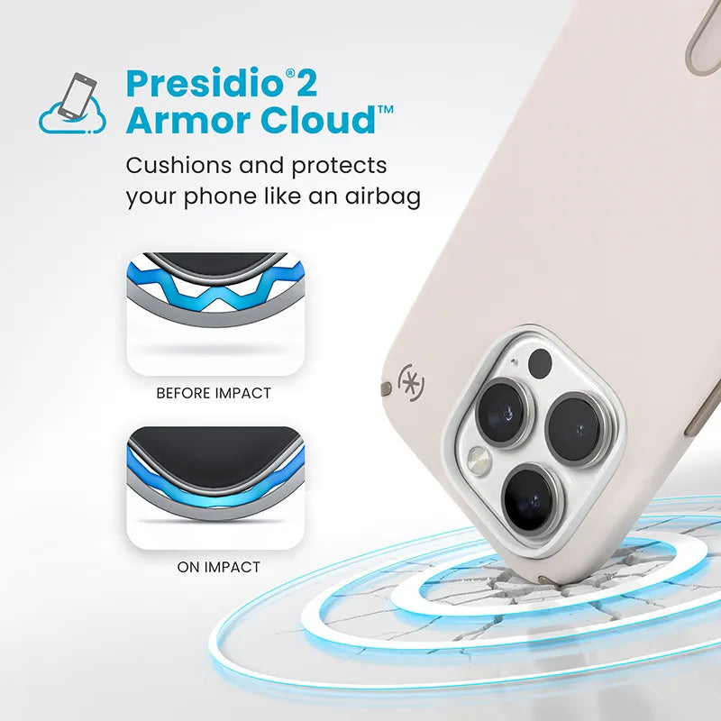 Speck Presidio2 Pro ClickLock & MagSafe – iPhone 16 Pro dėklas (Bleached Bone / Heirloom Gold / Hazel Brown)