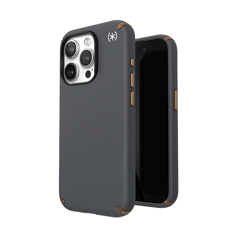 Speck Presidio2 Pro Magsafe - iPhone 15 Pro dėklas (anglies pilka / vėsi bronza / balta)