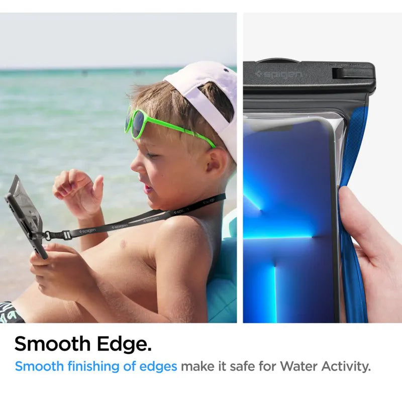 Spigen A601 universalus vandeniui atsparus dėklas – dėklas išmaniesiems telefonams iki 6,9 colio (juodas)