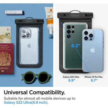 Spigen A601 universalus vandeniui atsparus dėklas – dėklas išmaniesiems telefonams iki 6,9 colio (juodas)