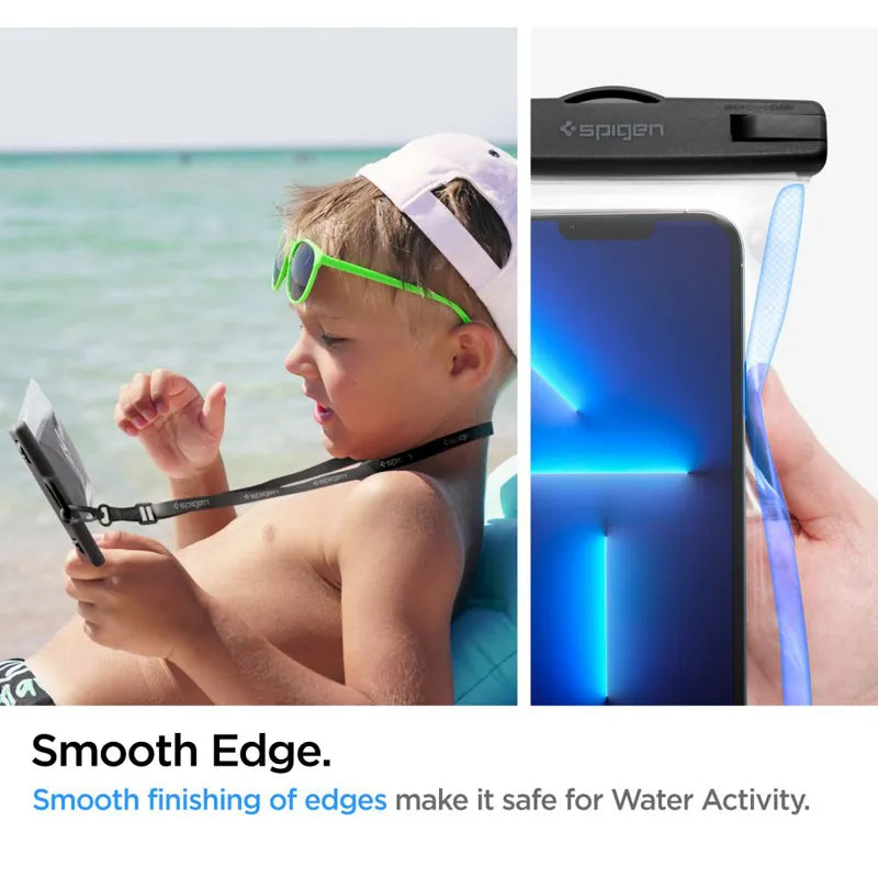 Spigen A601 universalus vandeniui atsparus dėklas – dėklas išmaniesiems telefonams iki 6,9 colio (skaidrus)