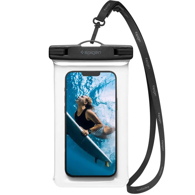 Spigen A601 universalus vandeniui atsparus dėklas – dėklas išmaniesiems telefonams iki 6,9 colio (skaidrus)