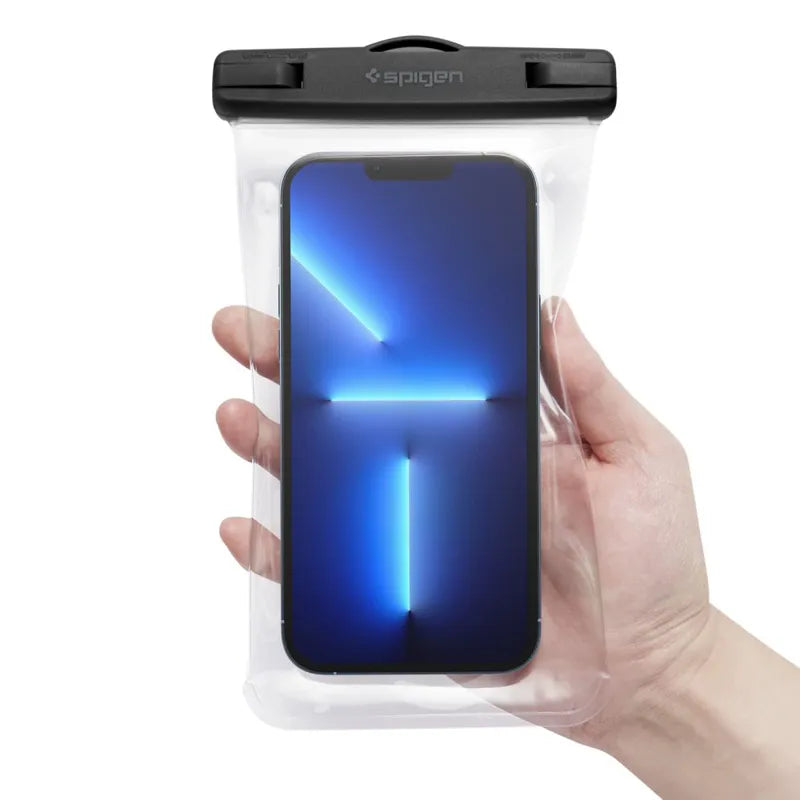 Spigen A601 universalus vandeniui atsparus dėklas – dėklas išmaniesiems telefonams iki 6,9 colio (skaidrus)