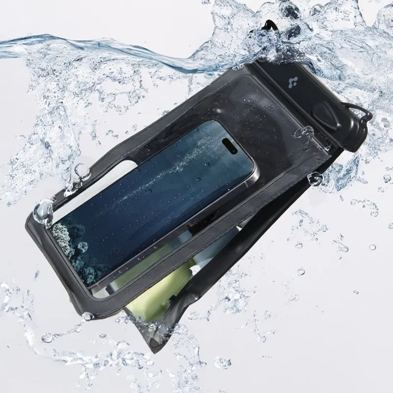 Spigen A603 Universalus vandeniui atsparus dėklas - Vandeniui atsparus dėklas išmaniesiems telefonams iki 6,9 colio (Juodas)