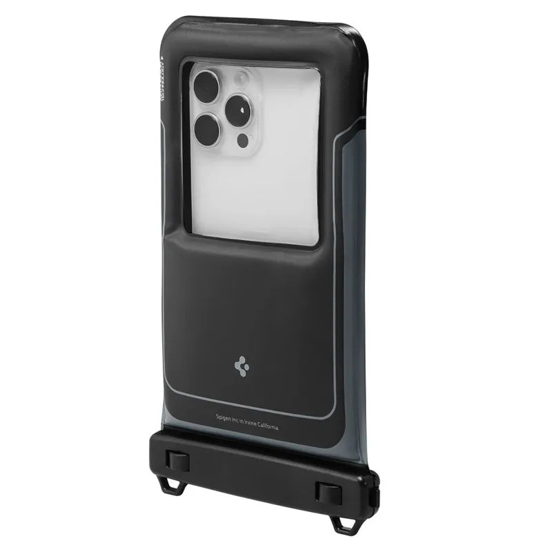 Spigen A611P Universalus vandeniui atsparus plūduriuojantis dėklas, 2 vnt. – Vandeniui atsparus dėklas išmaniesiems telefonams iki 6,9" (Matinė juoda)