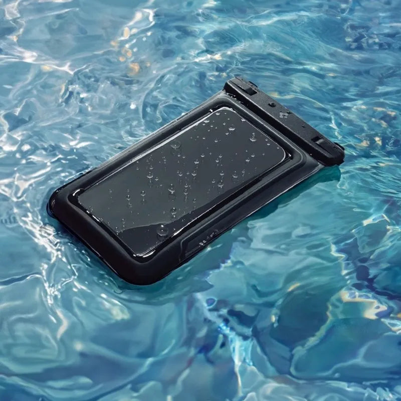 Spigen A611P Universalus vandeniui atsparus plūduriuojantis dėklas, 2 vnt. – Vandeniui atsparus dėklas išmaniesiems telefonams iki 6,9" (Matinė juoda)