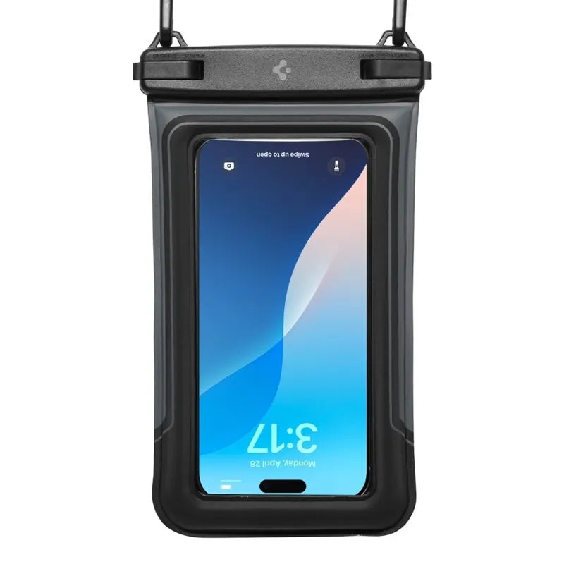 Spigen A611P Universalus vandeniui atsparus plūduriuojantis dėklas, 2 vnt. – Vandeniui atsparus dėklas išmaniesiems telefonams iki 6,9" (Matinė juoda)