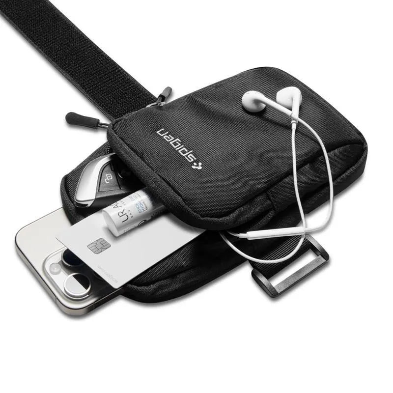 Spigen A702 Dynamic Shield sportinis dirželis / dėklas išmaniajam telefonui iki 6,9 colių (juodas)