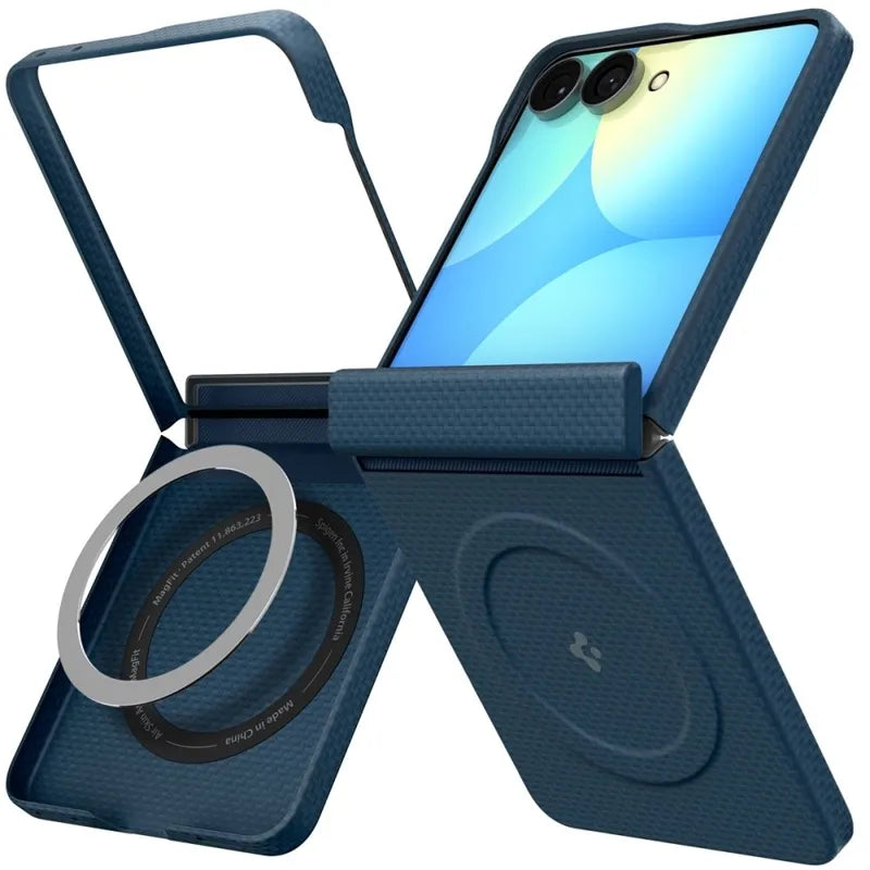 Spigen AirSkin Aramid MagSafe – dėklas Samsung Galaxy Z Flip 8 (tamsiai mėlynas)