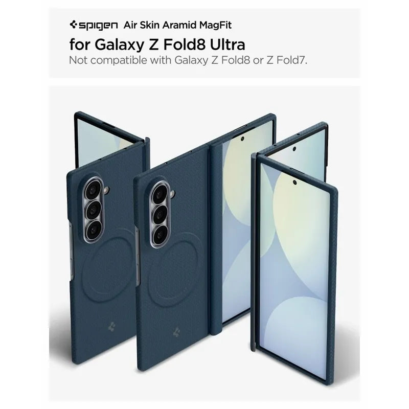 Spigen AirSkin Aramid MagSafe – dėklas Samsung Galaxy Z Fold 8 Ultra telefonui (tamsiai mėlyna)