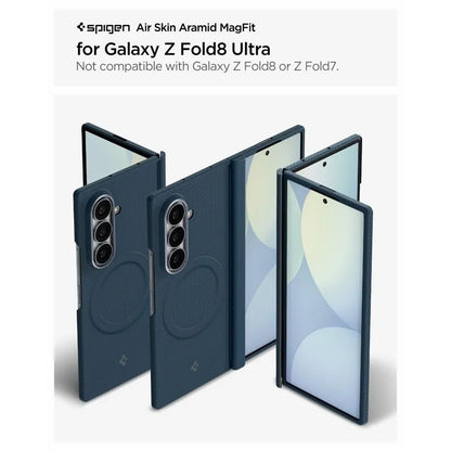 Spigen AirSkin Aramid MagSafe – dėklas Samsung Galaxy Z Fold 8 Ultra telefonui (tamsiai mėlyna)