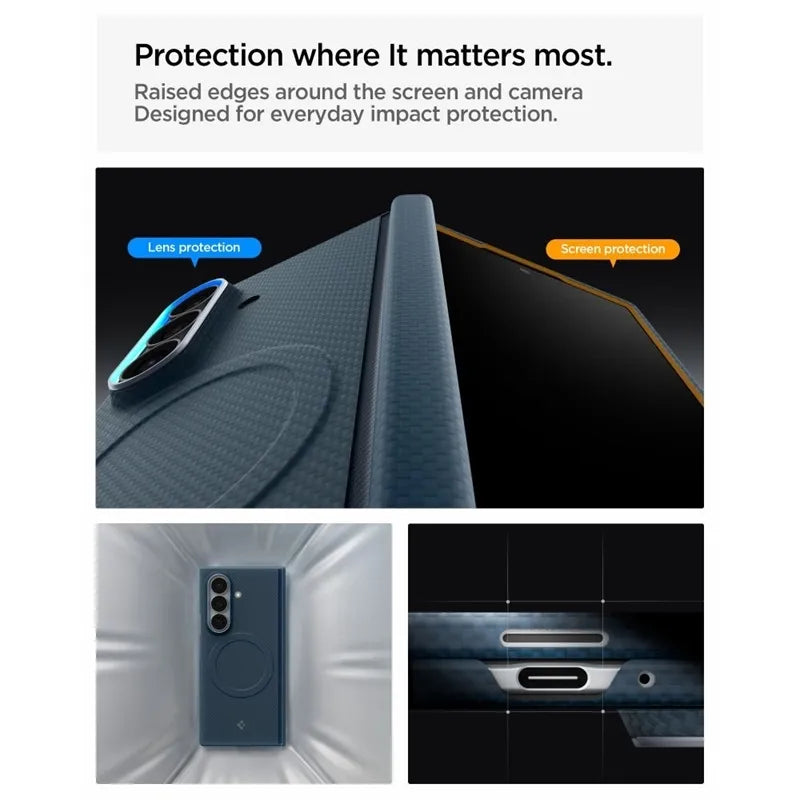 Spigen AirSkin Aramid MagSafe – dėklas Samsung Galaxy Z Fold 8 Ultra telefonui (tamsiai mėlyna)