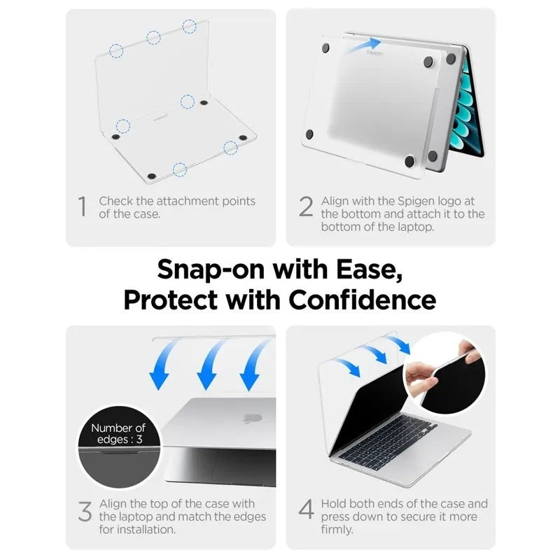 Spigen AirSkin - dėklas „MacBook Air“ 13,6" (M5/M4/M3/M2/2026-2022) (matinis skaidrus)